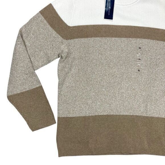 Karen Scott Womens Sweater Size XL Brown White Mock Neck Casual‎ Pullover New - Picture 4 of 16